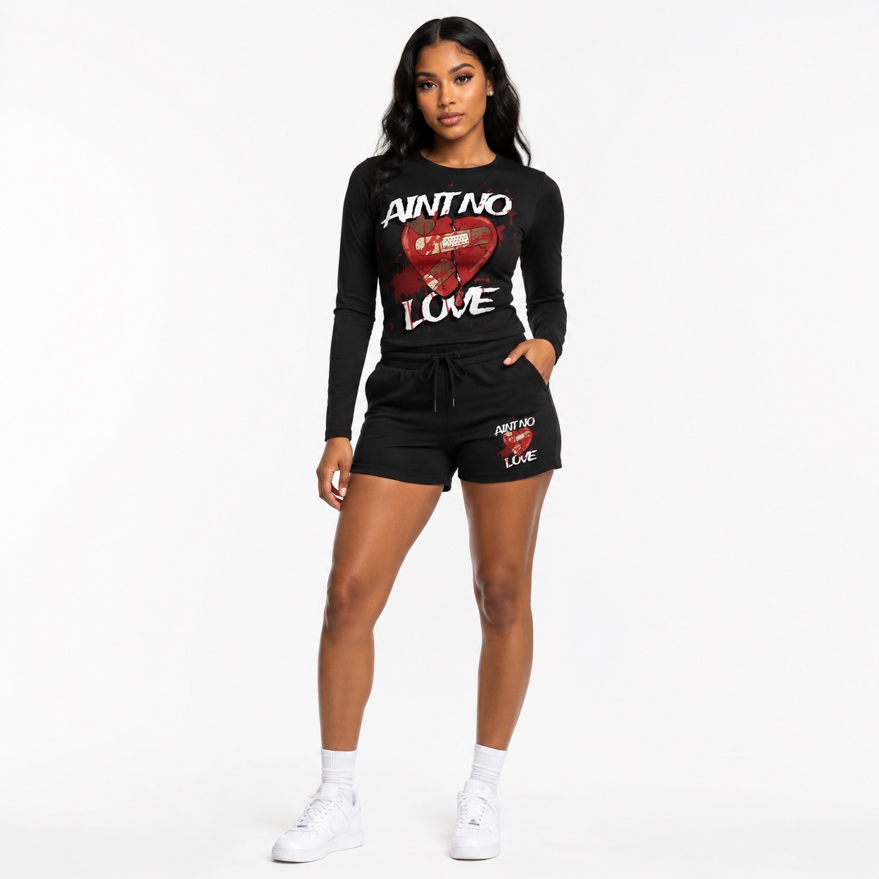 Women’s Ain’t No Love Long-Sleeve Shorts Set